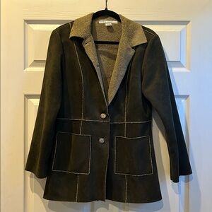 Carol Anderson Faux Suede Jacket Womens Small Patchwork Lagenlook Made USA Warm